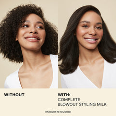 JVN Complete Blowout Styling Milk hair-glow texture on hair, delivering hydration and shine.