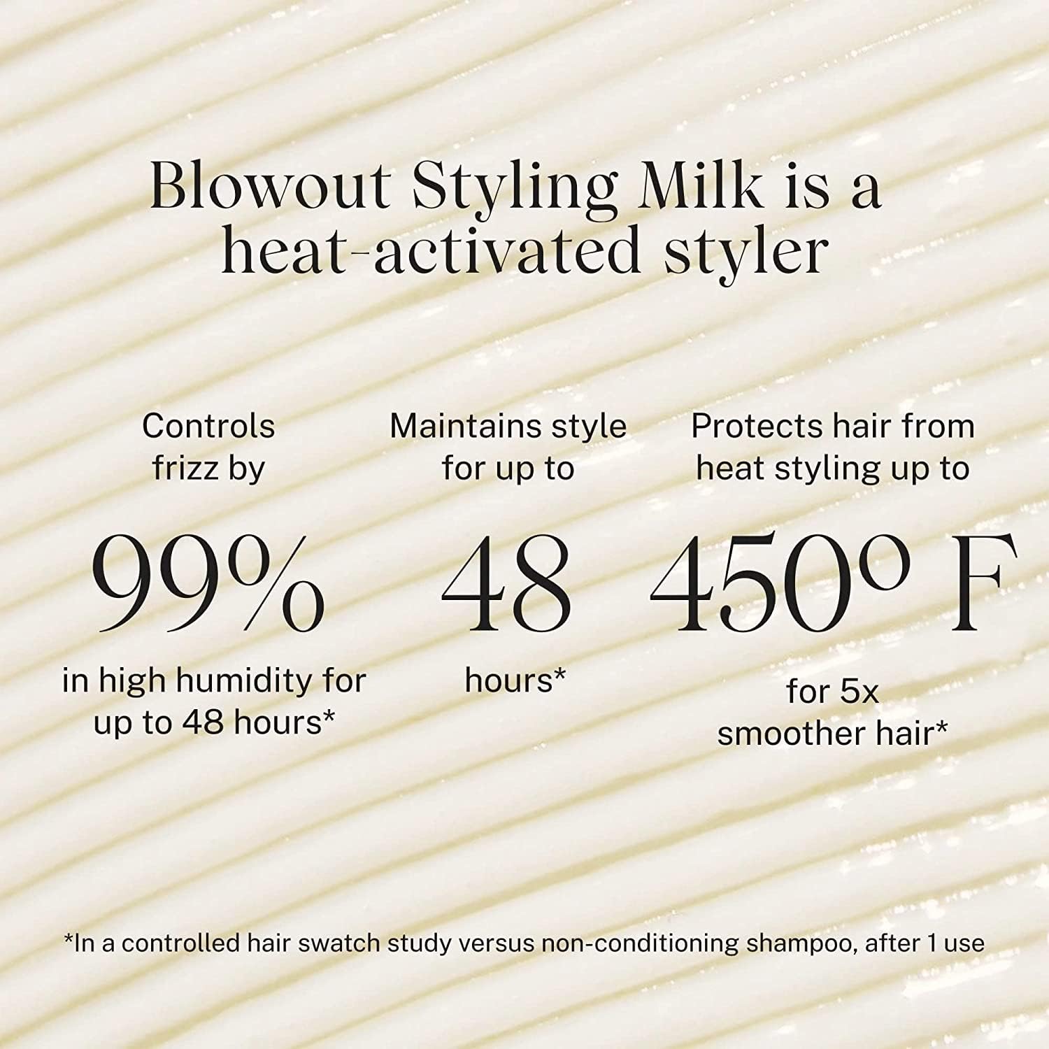 JVN Complete Blowout Styling Milk ingredients close-up, highlighting peptides and orchid milk.