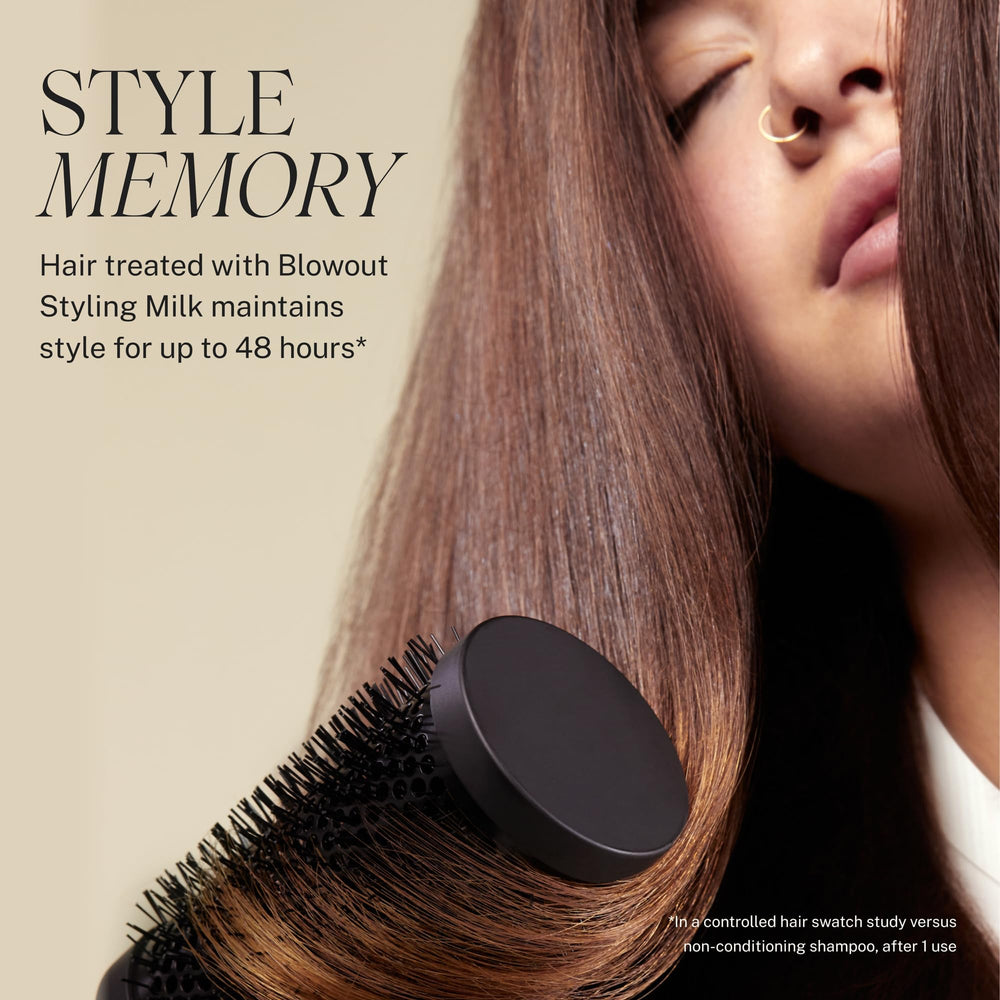 JVN Complete Blowout Styling Milk with Ionic Peptides and Orchid Milk for moisture.