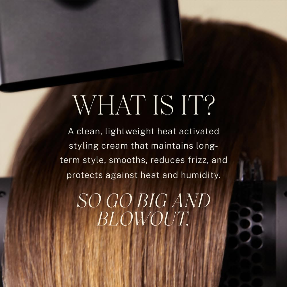 JVN Complete Blowout Styling Milk palm-application, easy even distribution for frizz control.