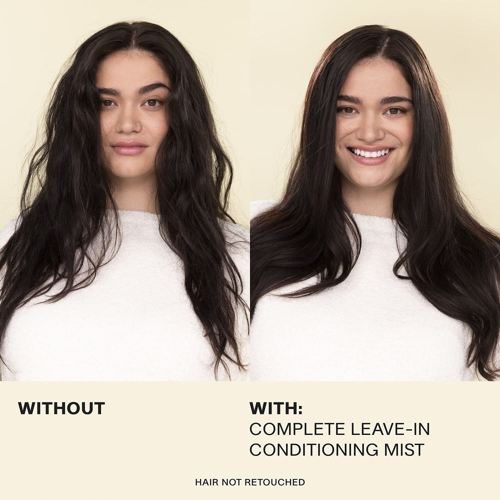 JVN Complete Leave-In Mist close-up shows controlled fine mist for consistent results.