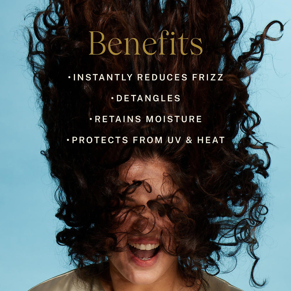 JVN Complete Leave-In Mist spray application showing even mist for detangling.