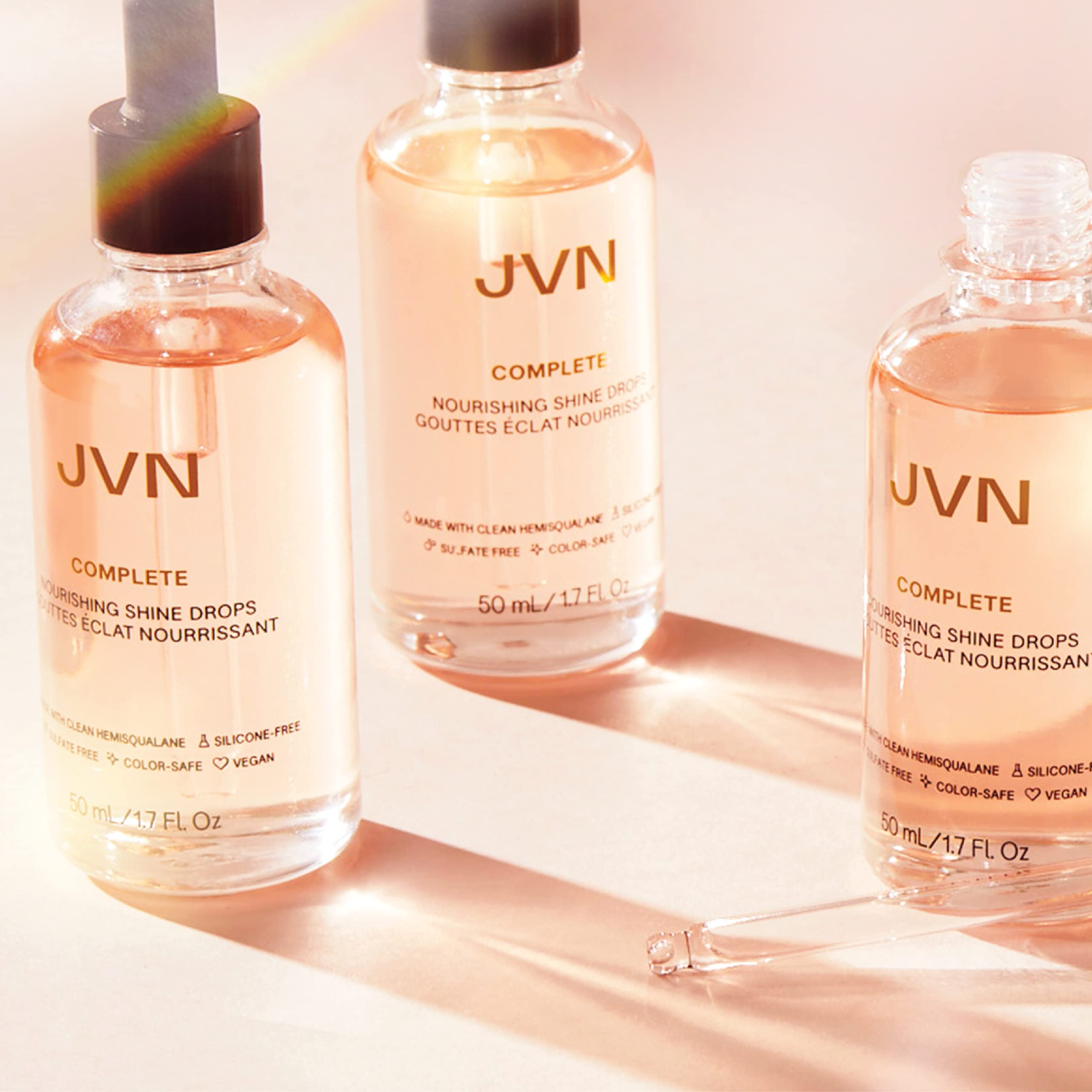 JVN Shine Drops final look promises stronger, shinier hair with regular use.