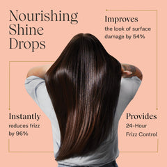 JVN Complete Nourishing Shine Drops dropper image shows precise application for smooth, frizz-free hair.
