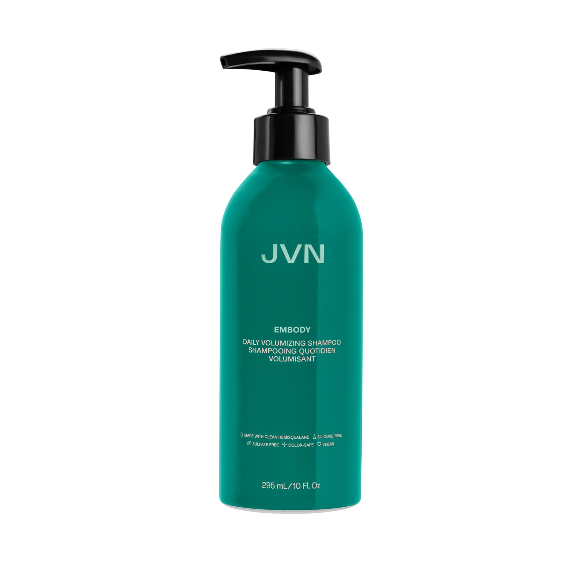 JVN Embody Shampoo bottle front showing a color-safe, volumizing cleanse