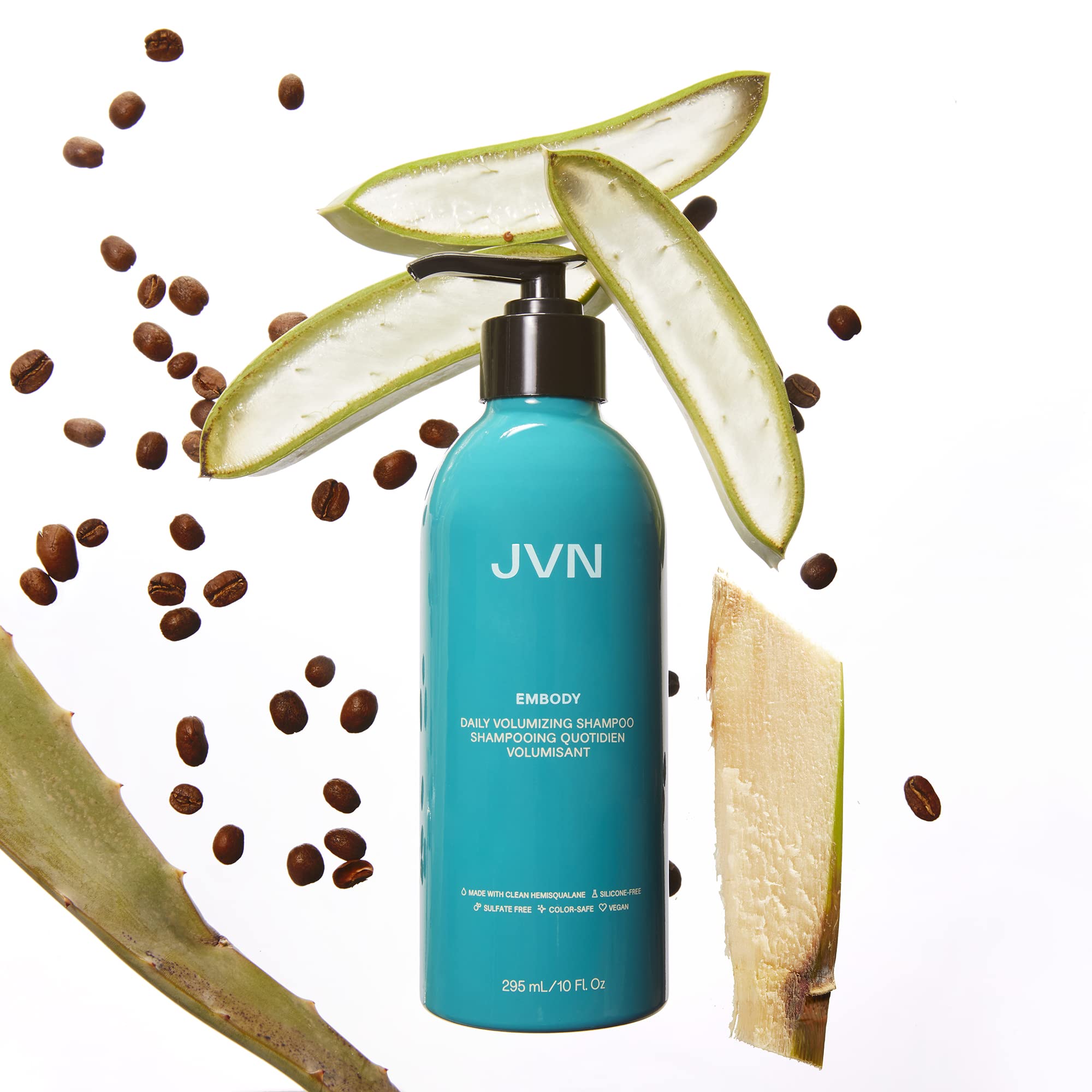 JVN Embody Shampoo color-safe feature protects color while clarifying buildup
