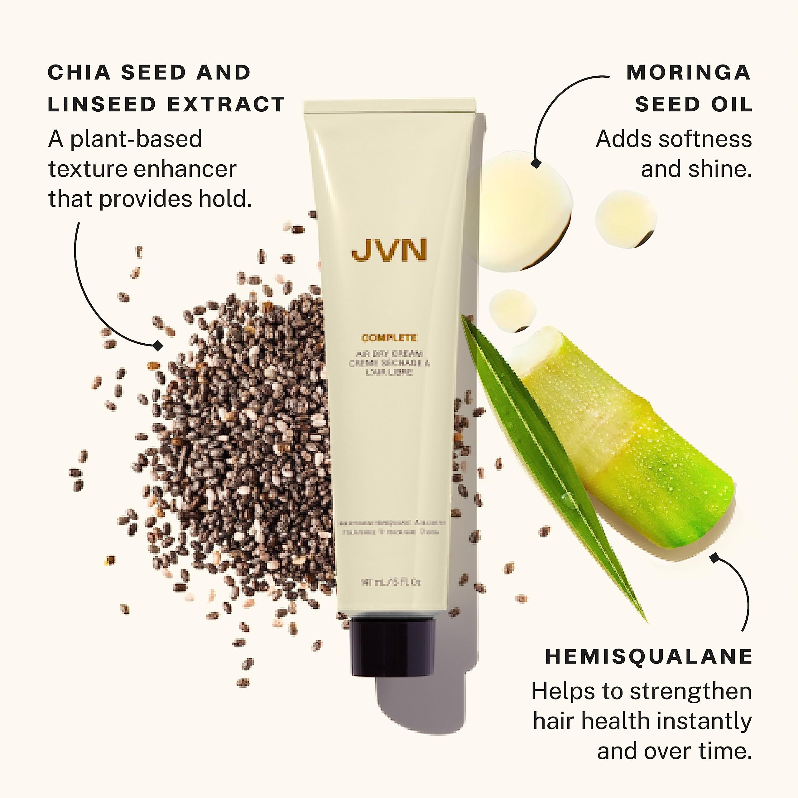 Chia, linseed extracts and moringa oil nourish JVN Air Dry Cream