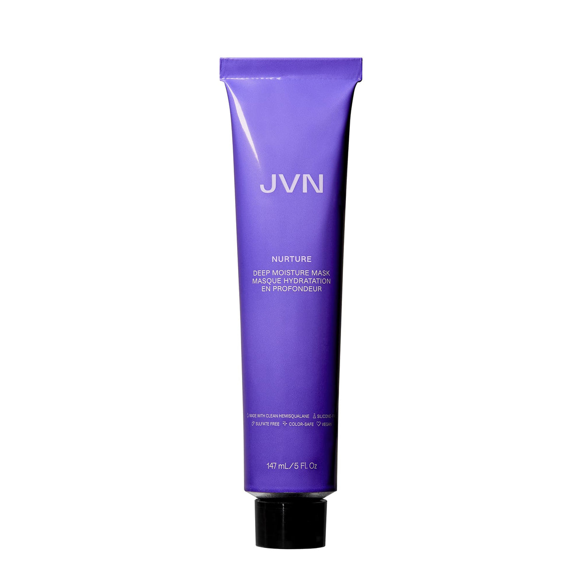JVN Nurture Deep Moisture Mask bottle on vanity for hydration ritual.
