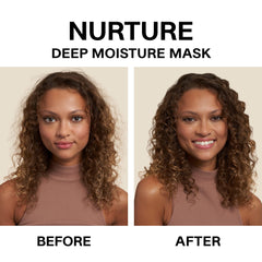 JVN Nurture Deep Moisture Mask creamy texture close-up highlighting rich conditioning.