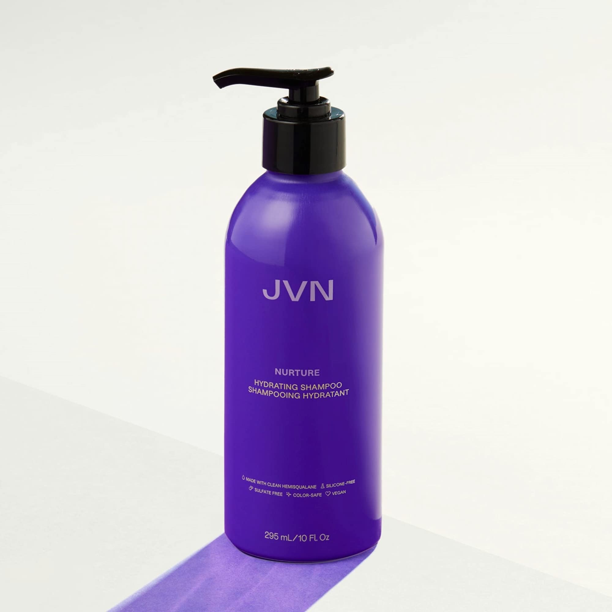 After wash, JVN hair appears moisturized, soft, and shiny with less frizz.