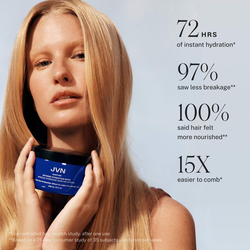 JVN Nurture Mask cream closeup highlights creamy texture for smooth, hydrated hair.