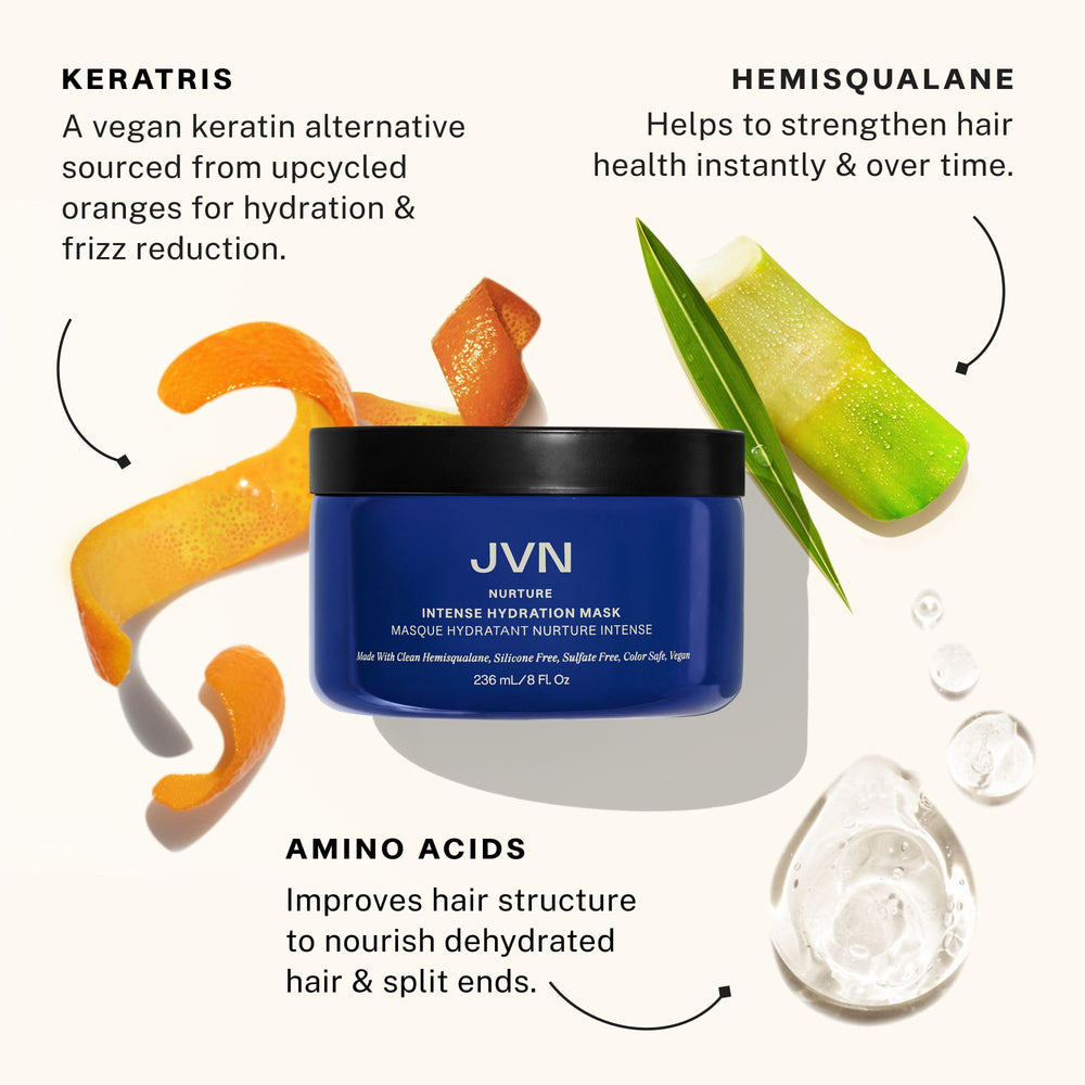 JVN Nurture Mask in-hair application captures the 3-5 minute hydration time.