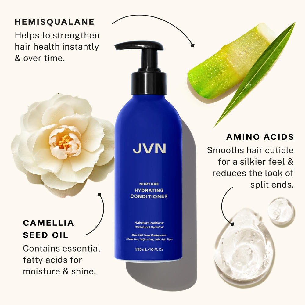JVN Nurture set packaging highlights color-safe, silicone-free formula.