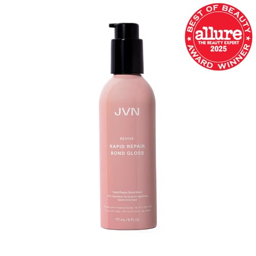 JVN Revive Rapid Repair Bond Gloss glossy hair shot demonstrates instant salon-like shine.
