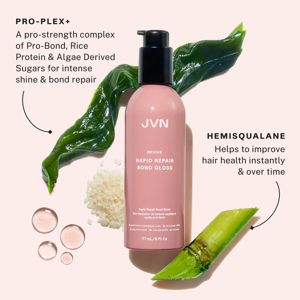 JVN Revive Rapid Repair Bond Gloss saturating hair for even distribution.