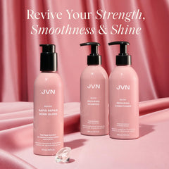JVN Revive repairing conditioner bottle promotes smooth, frizz-controlled strands for healthy-looking ends.
