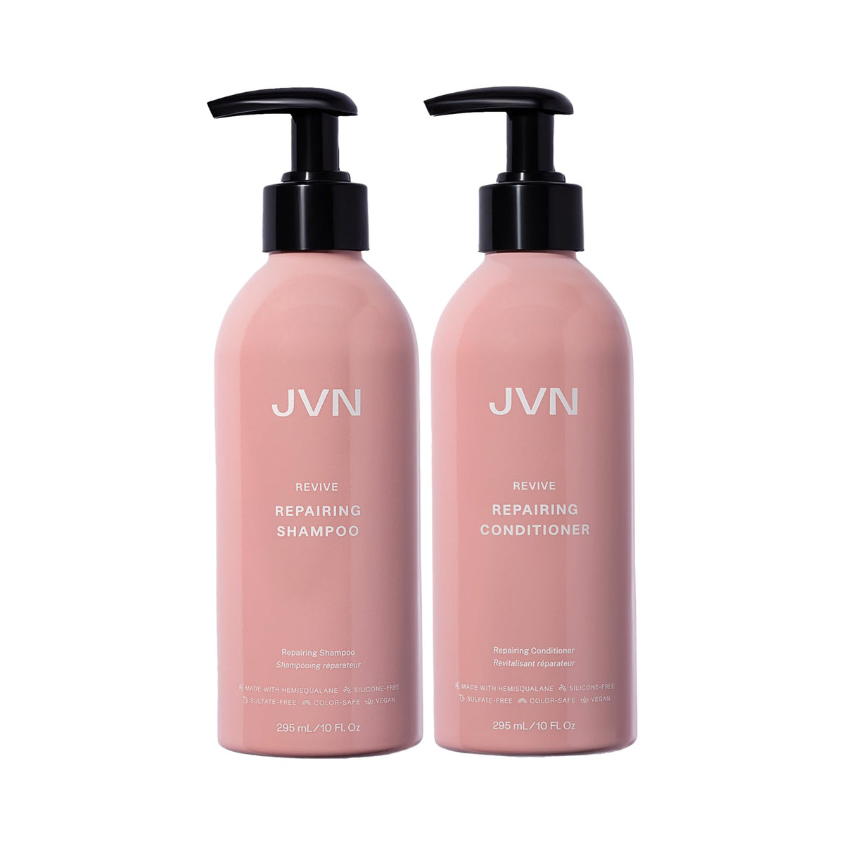 JVN Revive repairing shampoo bottle delivers strengthened, color-safe hair.