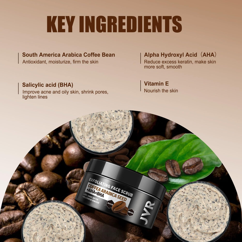JVR AHA BHA formula closeup highlights balanced exfoliation to support clear skin texture.