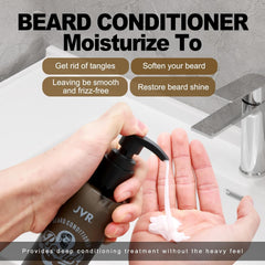 JVR beard conditioner squeeze demonstrates nourishing, non-greasy moisturization for coarse beards