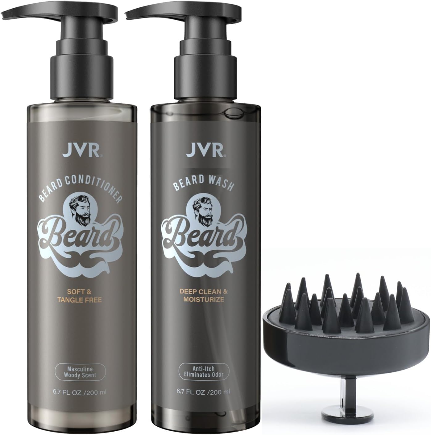 JVR Beard Wash bottle pour shows cleansing action for a fresh beard