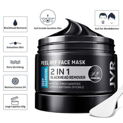 JVR Charcoal Peel-Off Mask application close-up for deep cleansing