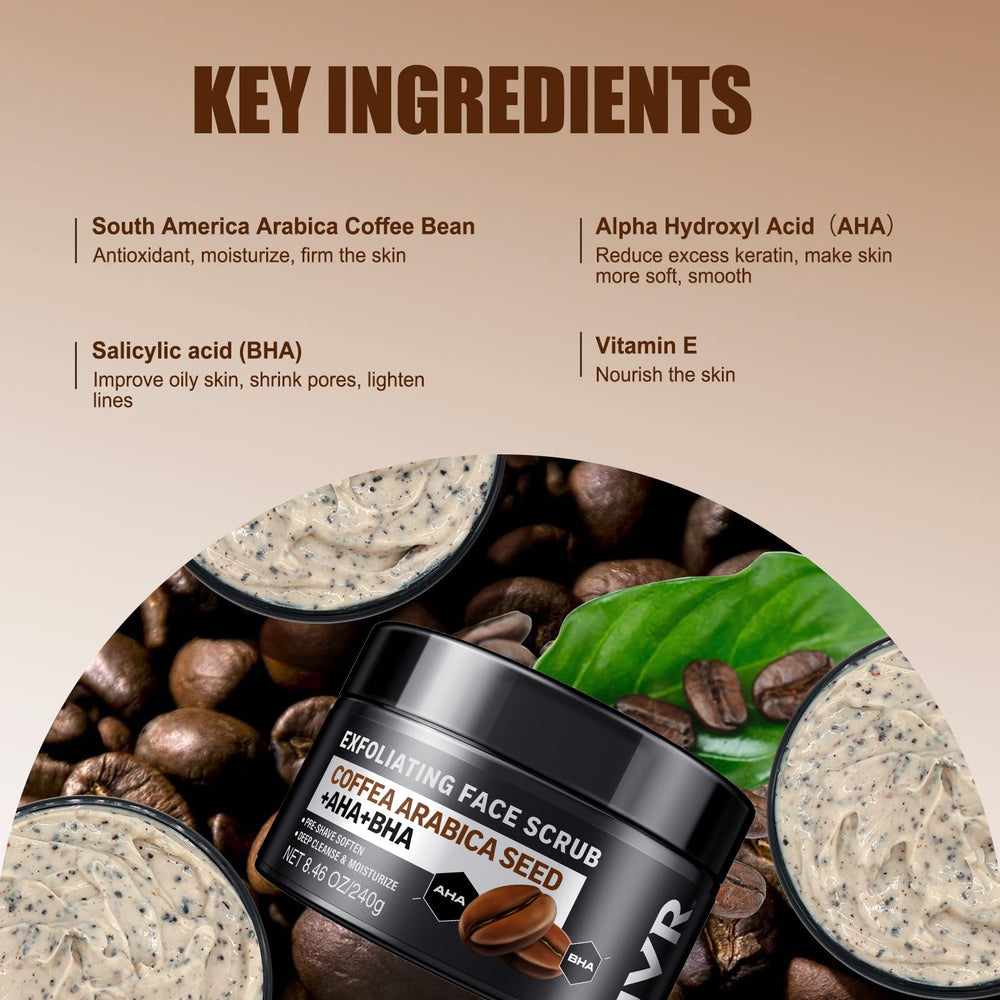 JVR Face Scrub texture close-up shows coarse beads for effective pore cleansing