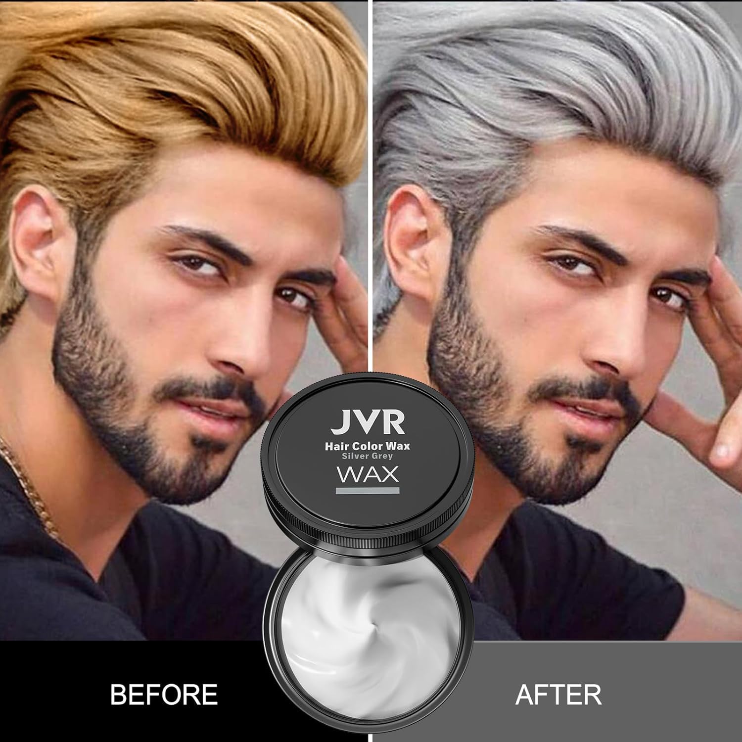 JVR wax on hair during styling showcases 2-in-1 color and hold