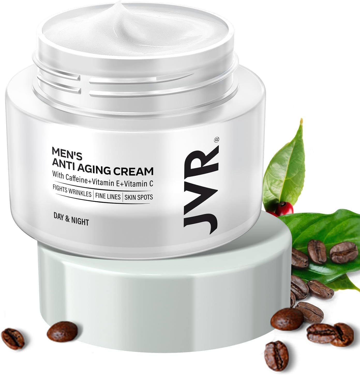 JVR Men's Face Moisturizer jar closeup highlighting rich hydration for daily use