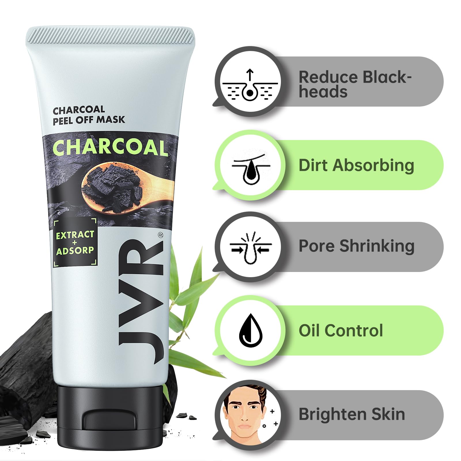 JVR Peel Off Mask applying-film-to-face shows gentle impurity extraction for smoother pores