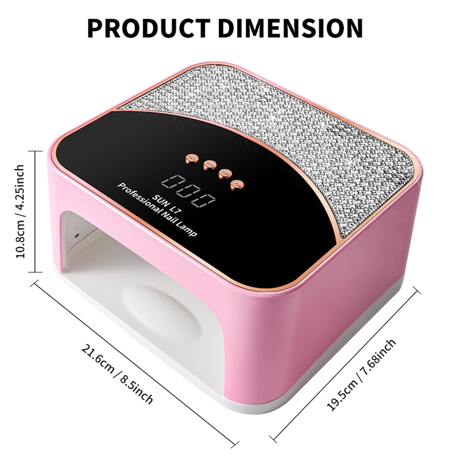 JYDFYP 268W UV LED Nail Lamp top view with timer controls.