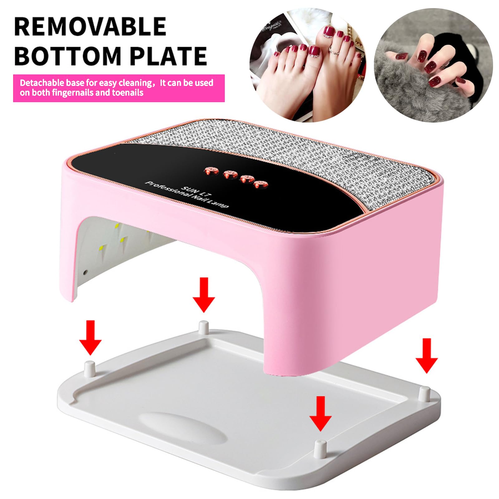 JYDFYP UV nail lamp interior space accommodates fingernails and toenails.