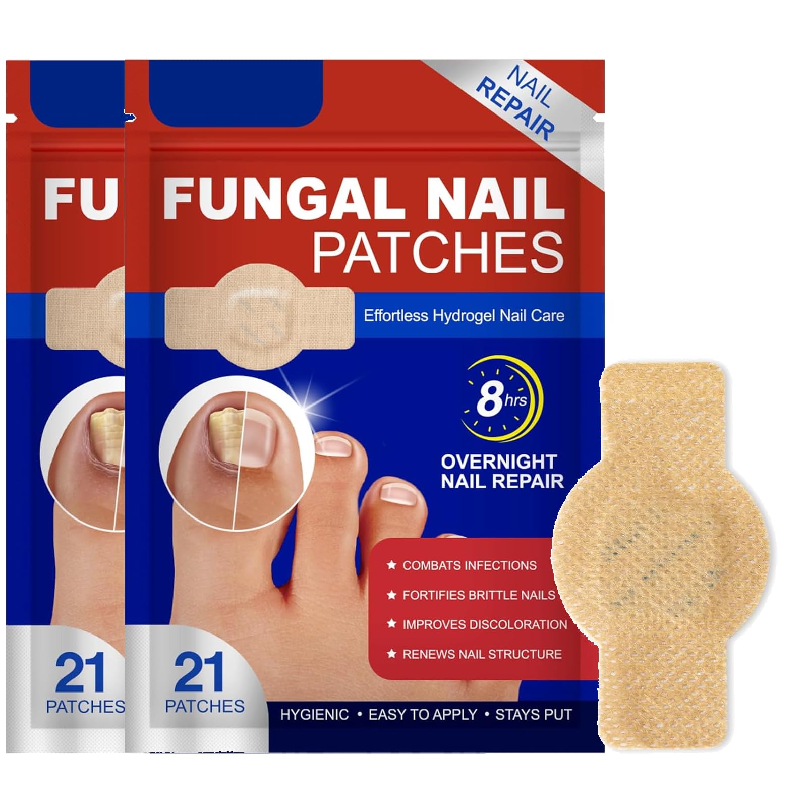 Jynivo nail patches pack-shot shows easy overnight nail care and potential repair