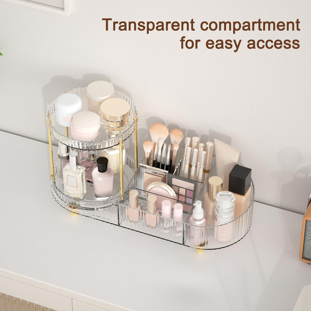 Jywantful clear vanity desk organizer with gold detail adds elegant decor and order