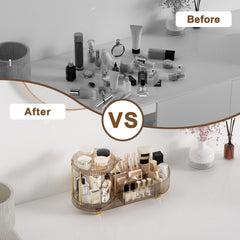 Jywantful cosmetic brush holder keeps brushes and tools within reach during routines