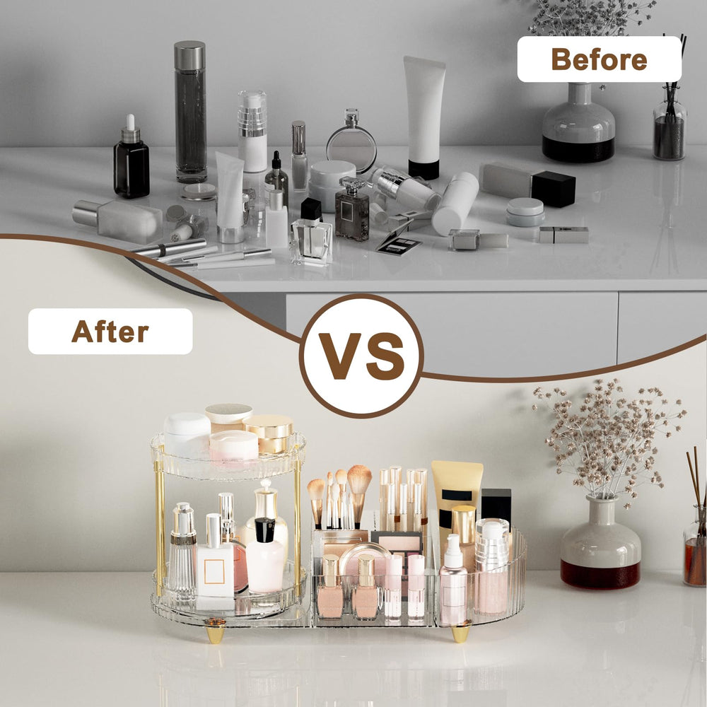 Jywantful skincare cosmetics five compartments keep brushes and bottles organized