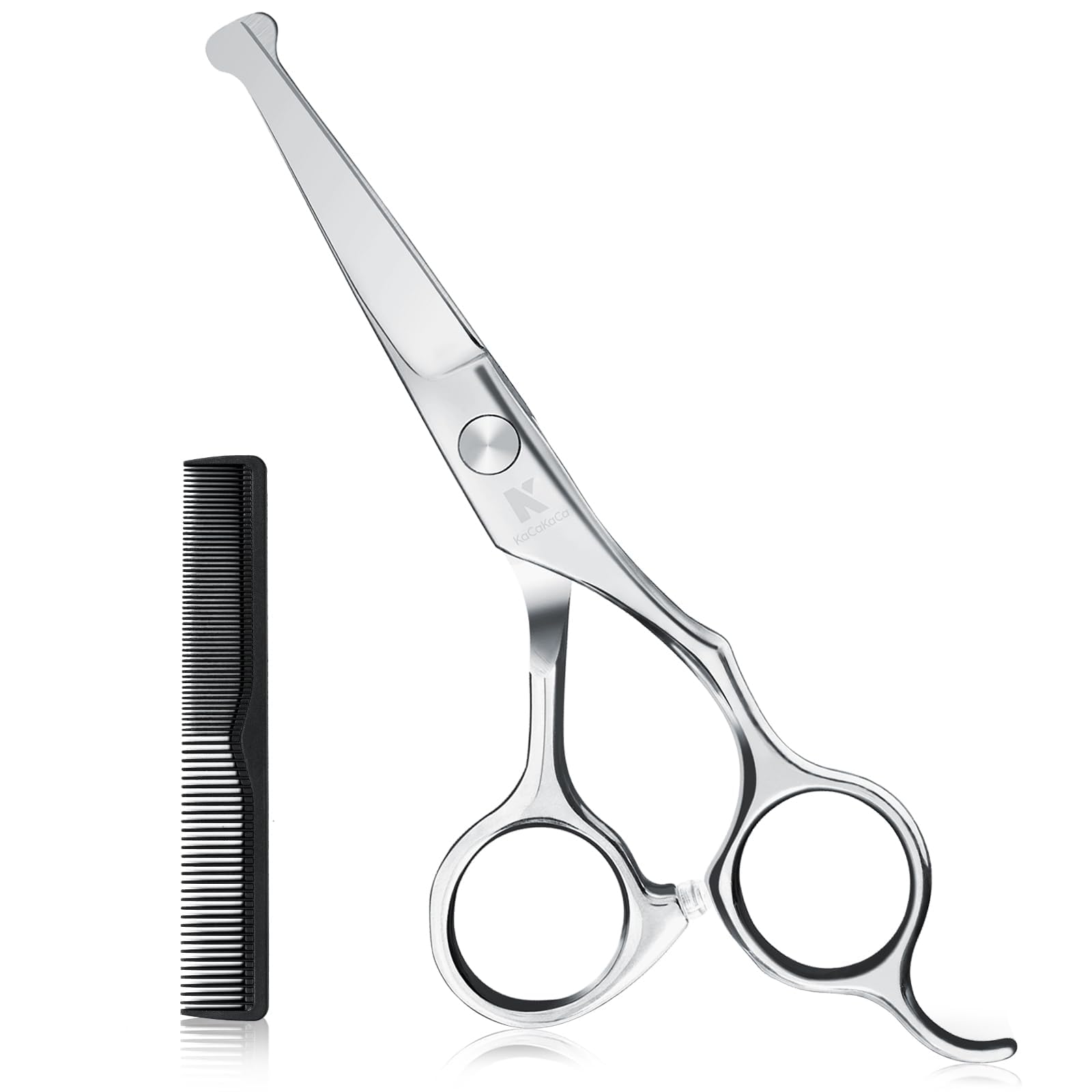 K KaCaKaCa kids scissors with safety rounded tips for gentle at-home haircuts.