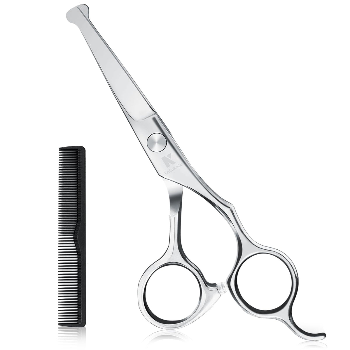 K KaCaKaCa kids scissors with safety rounded tips for gentle at-home haircuts.