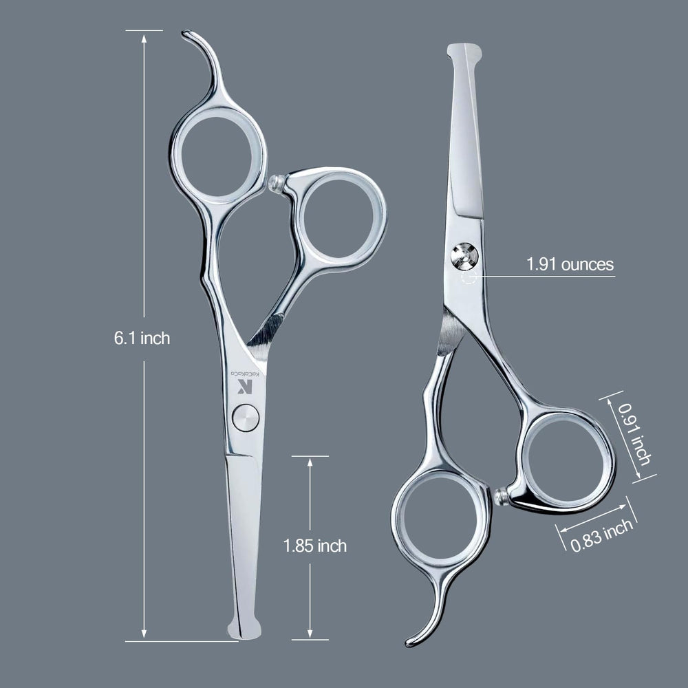 K KaCaKaCa professional safe hair cutting shears shown with curved ergonomic handle.