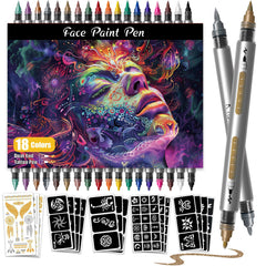 The K KERNOWO water-resistant face paint pen dual-end tips for precise linework.