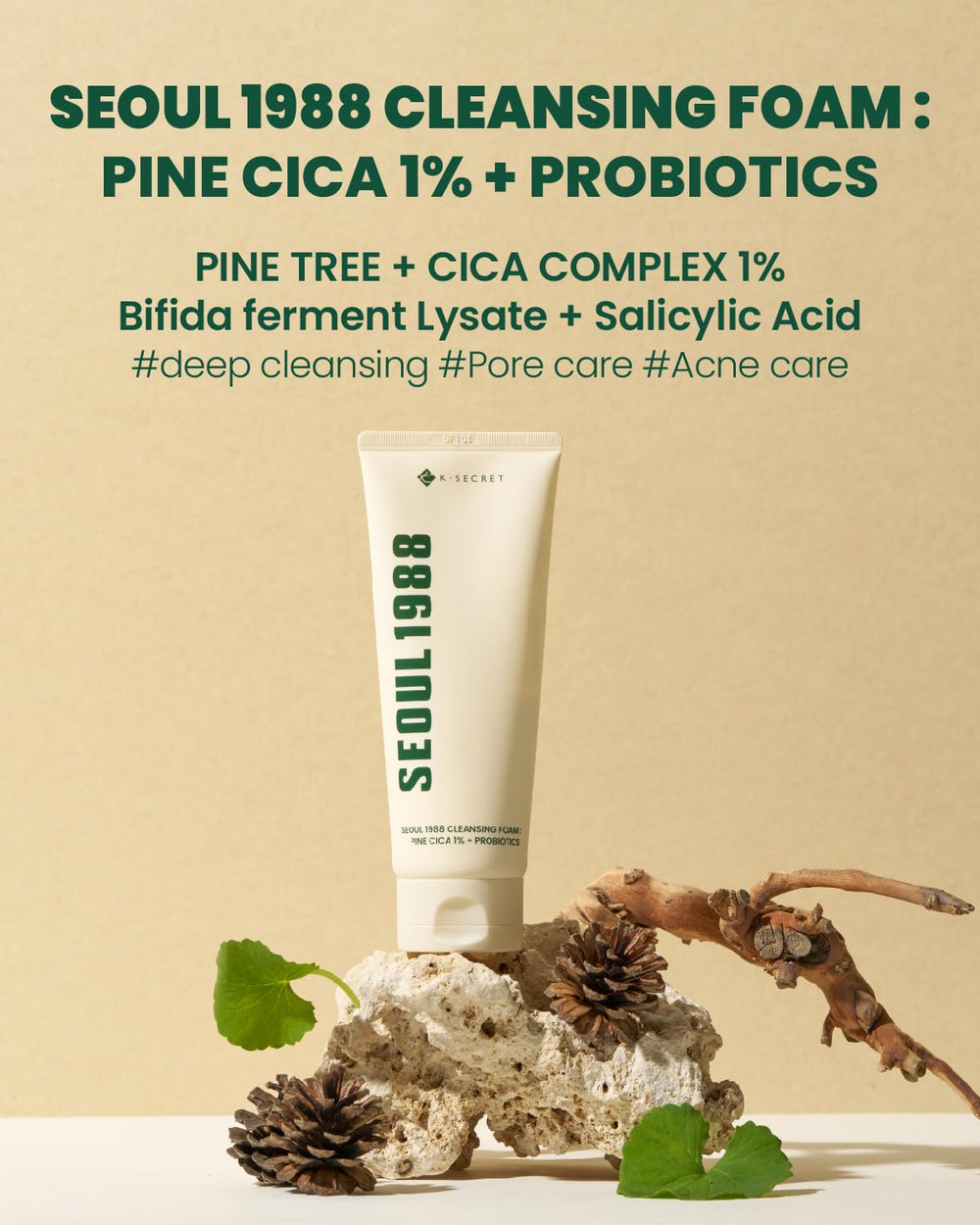 K-SECRET Seoul 1988 Cica Cleansing Foam foamy-lather delivering soothing cleansing without stripping