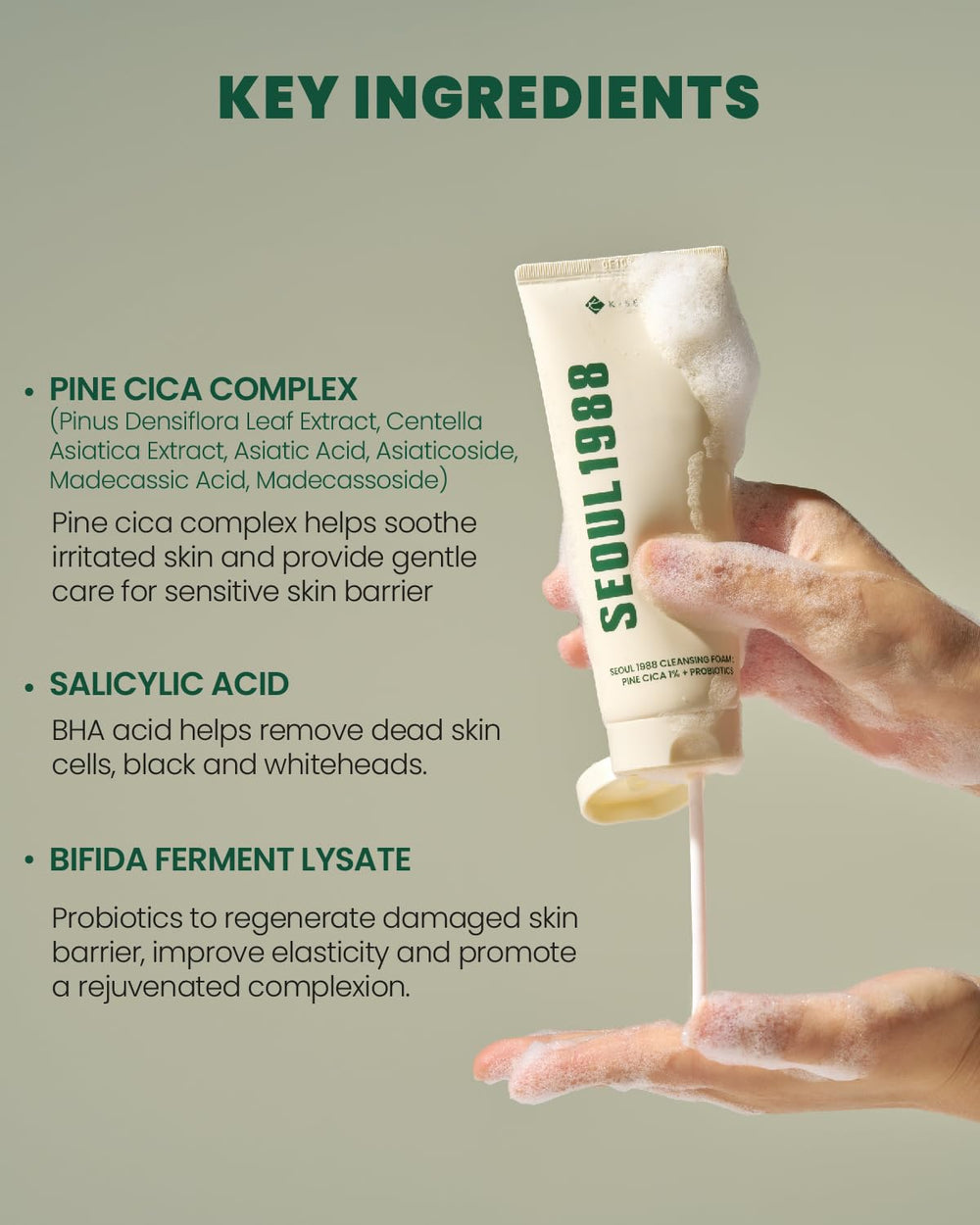 K-SECRET Seoul 1988 Cica Cleansing Foam hands and face feel refreshed