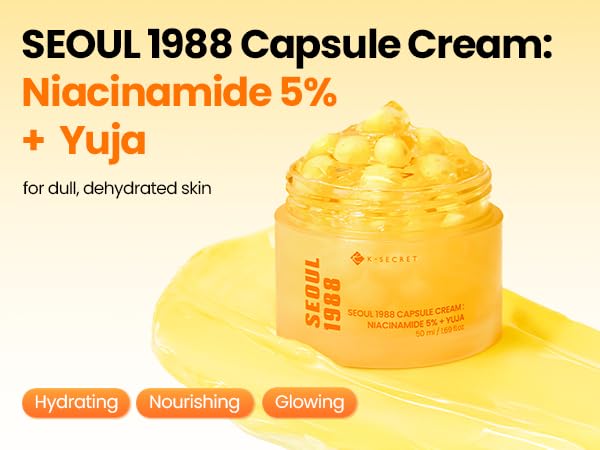 K-SECRET Niacinamide Capsule Cream gel-base texture highlighting lightweight hydration