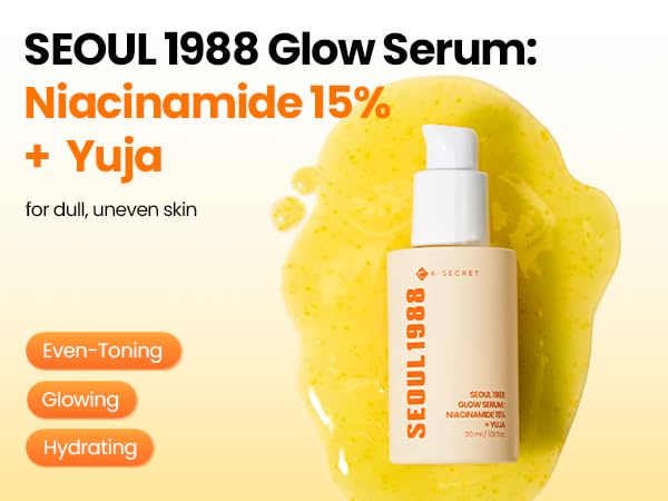 K-SECRET SEOUL 1988 Niacinamide Glow Serum texture close-up for smooth skin