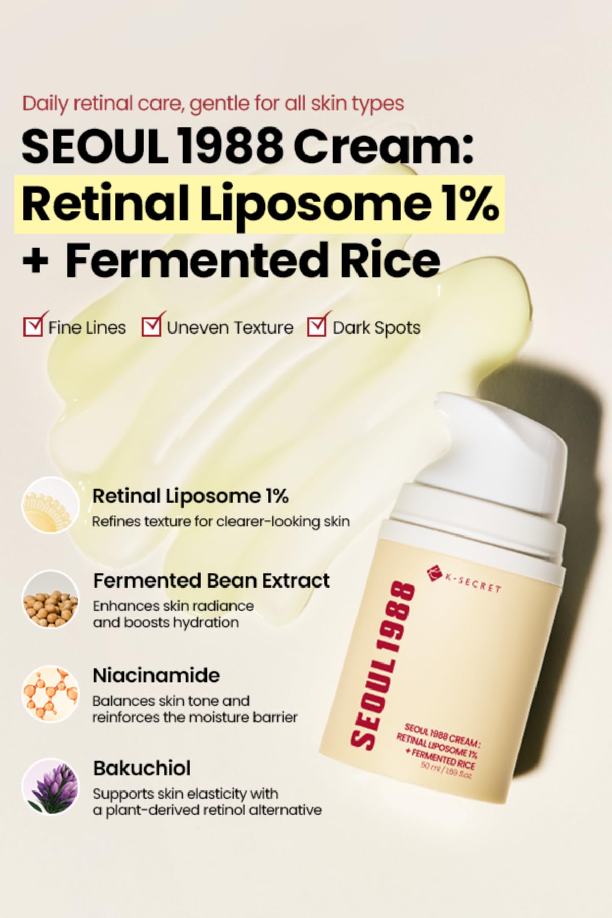 K-SECRET SEOUL 1988 Retinal Cream liposome delivery close-up suggests enhanced absorption