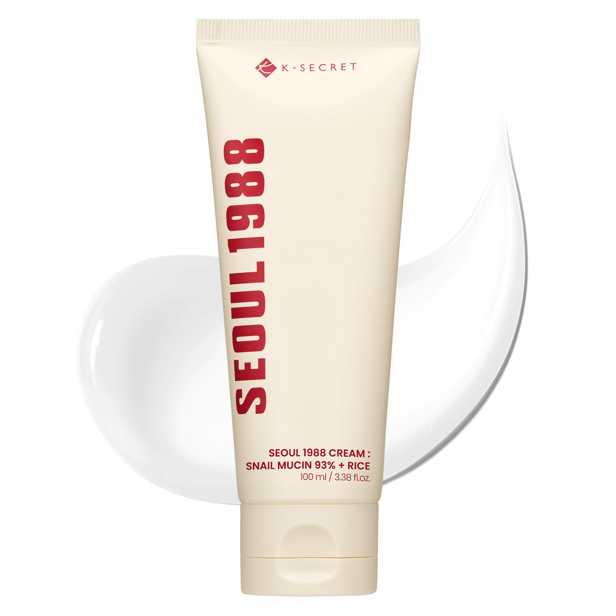 K-SECRET Seoul 1988 Snail Mucin 93% Cream jar closeup shows deep hydration without heaviness