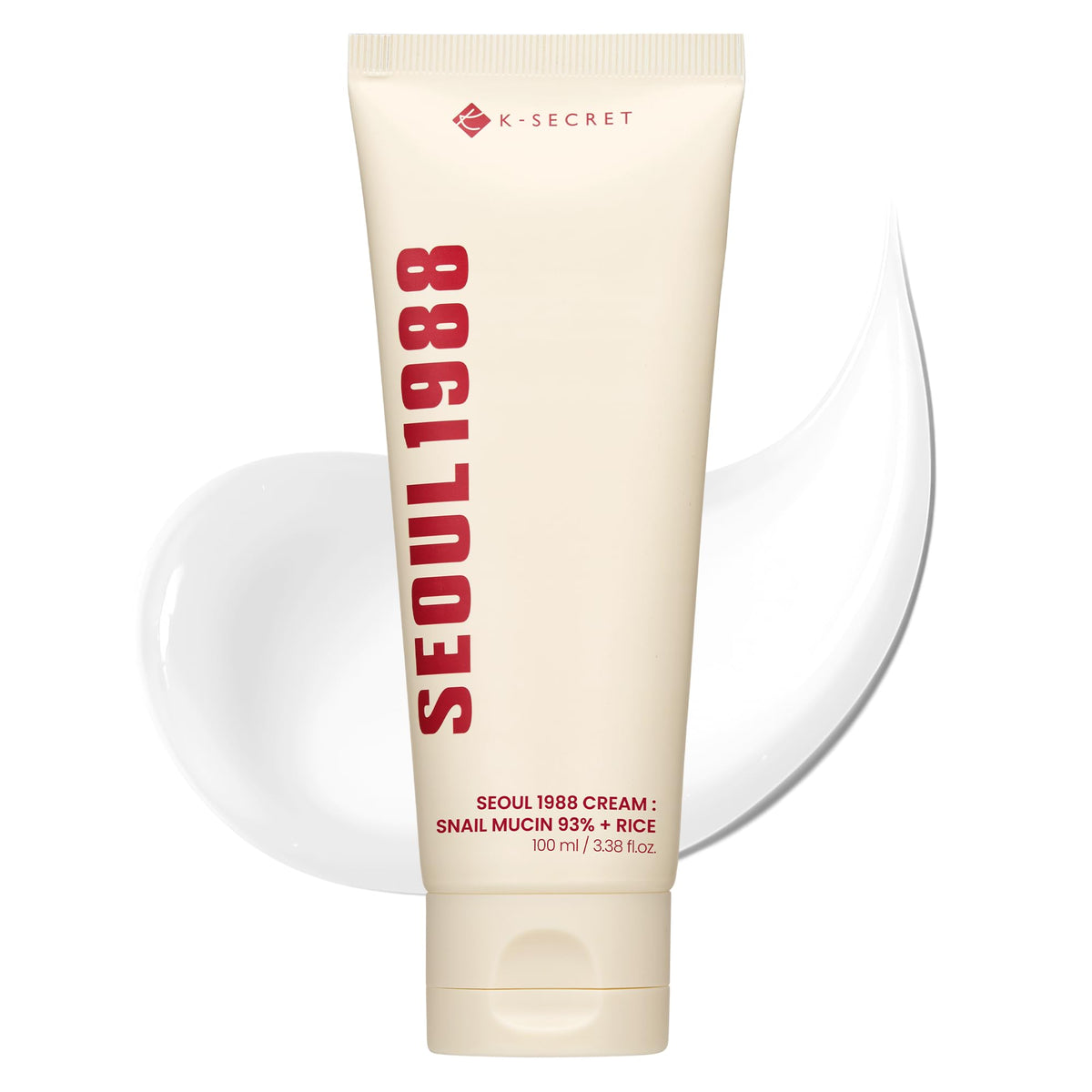 K-SECRET Seoul 1988 Snail Mucin 93% Cream jar closeup shows deep hydration without heaviness