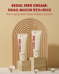 K-SECRET Seoul 1988 Snail Mucin 93% Cream texture swirl demonstrates non-greasy, fast-absorbing formula