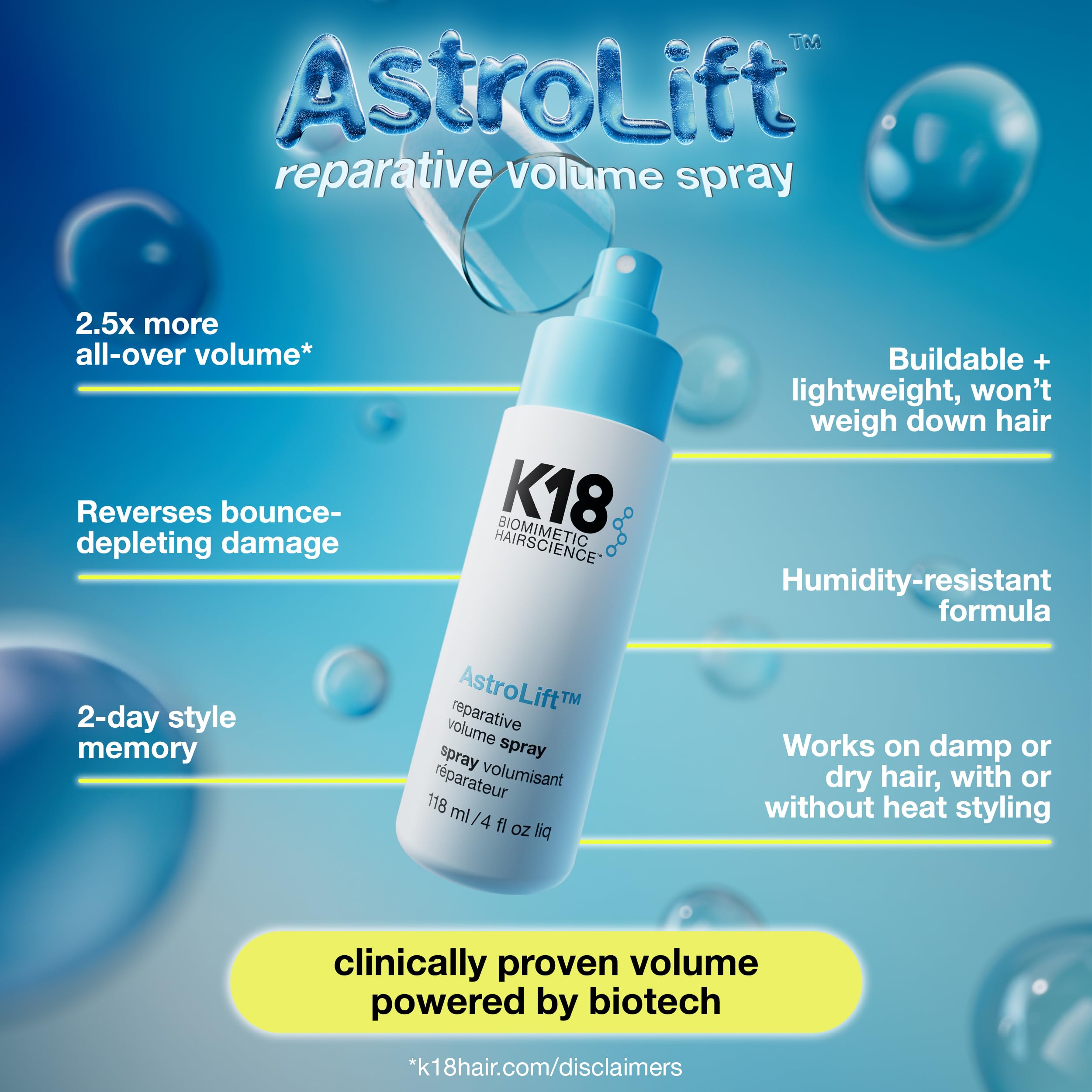 K18 AstroLift finished bouncy hair look with lift