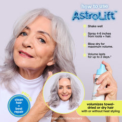 K18 AstroLift volume at roots to ends demonstrating added thickness