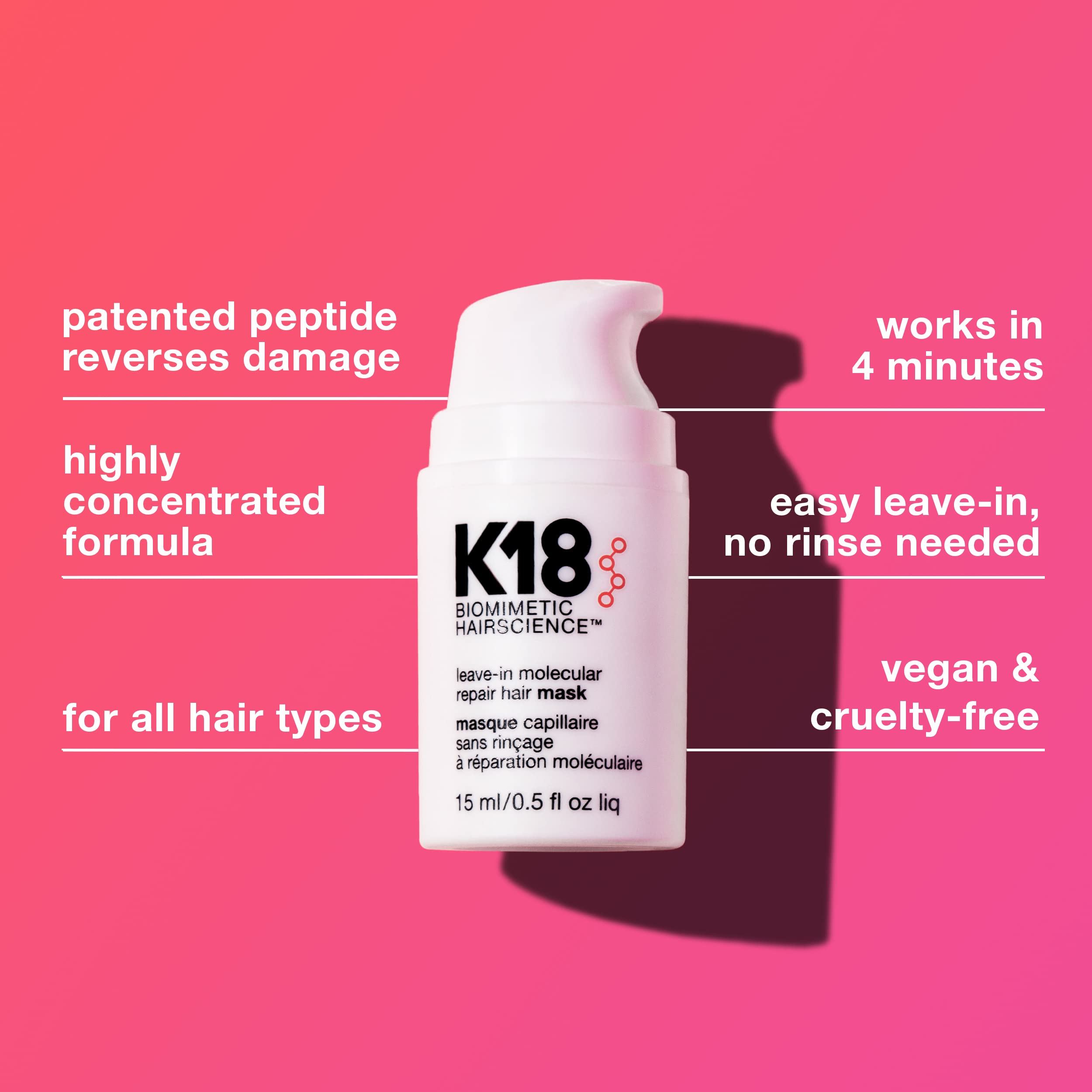 K18 bottle on shelf conveys salon-grade care at home